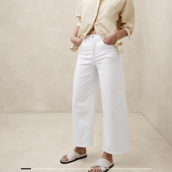 NWT Banana Republic White Wide Leg Crop Pants size 29 size 8 women's - Picture 8 of 8